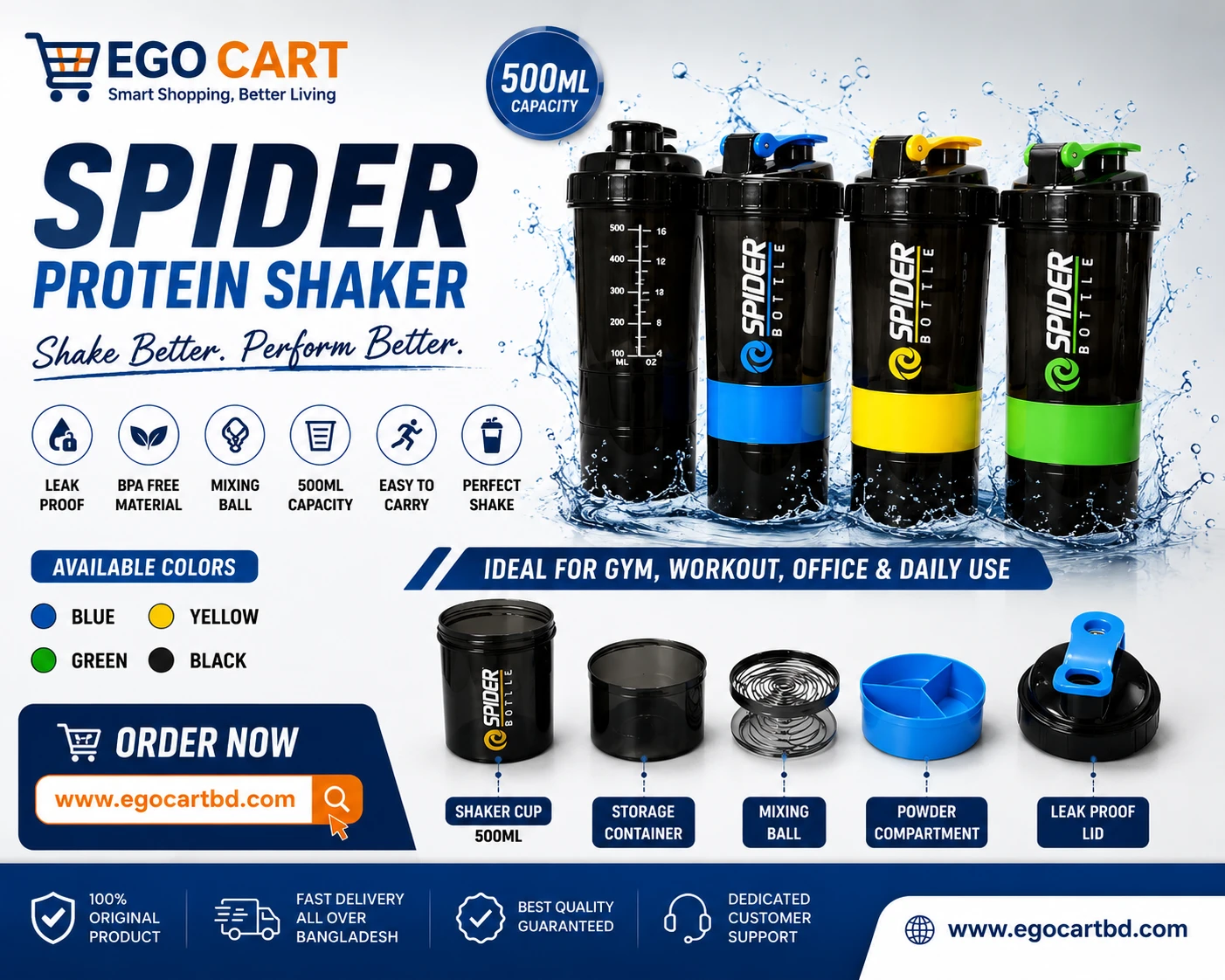 Spider Protein Shaker Bottle